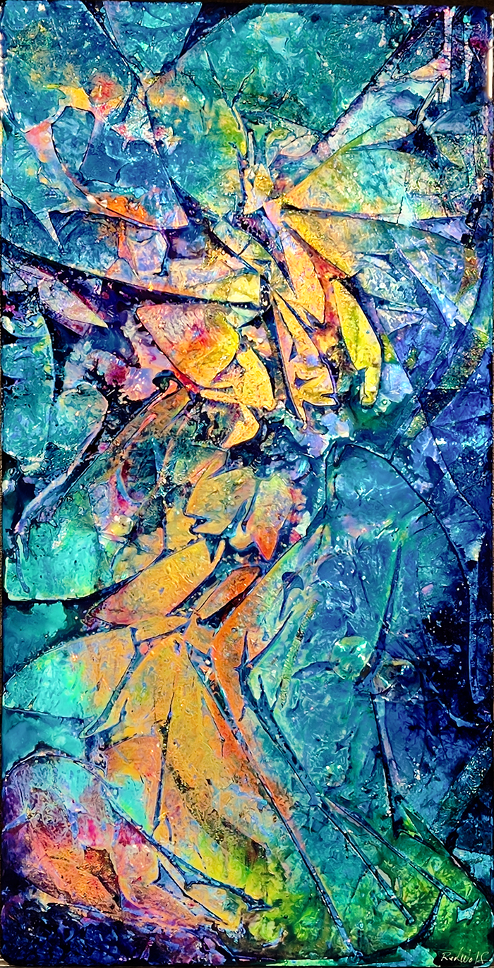 Descending Staircase optical mixed media artwork by Red Wolf Fine Art