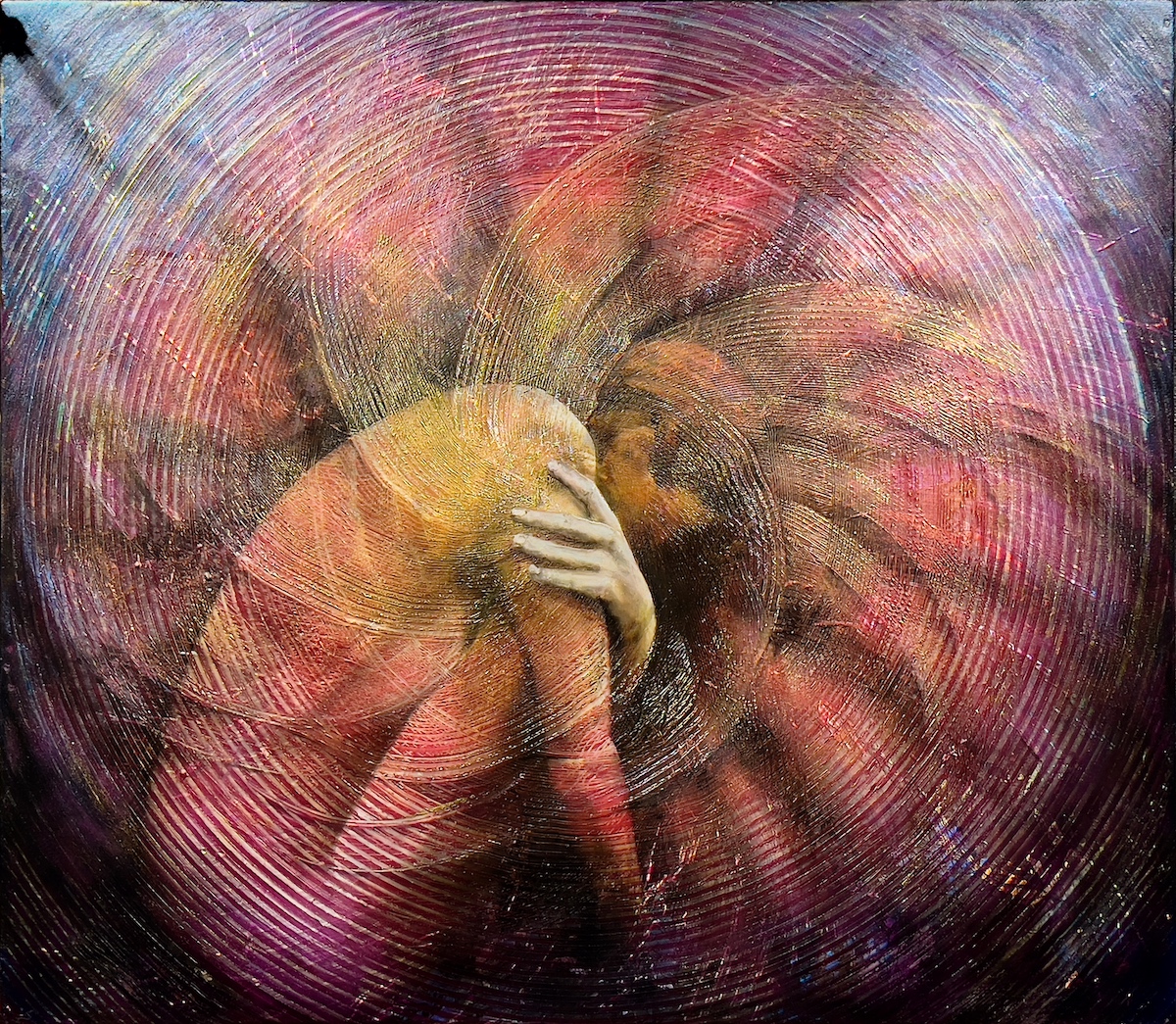 Figurative Shoulder optical mixed media artwork by Red Wolf Fine Art